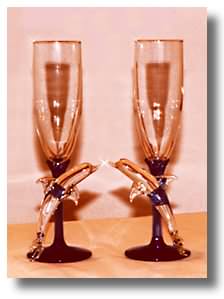 Kissing Dolphin Champagne Glasses